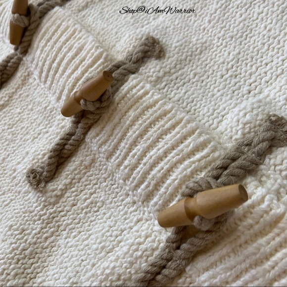J.Crew ivory cotton fisherman style toggle cardigan sweater *shop@iamwarrior - Picture 7 of 10